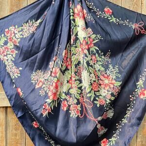 Rose Buds Tassels Western Wild Rag Scarf